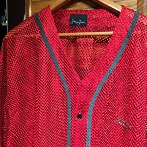 Sean John Red Mesh with Black Trim COVER UP Size Lg